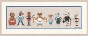 Le Bonheur des Dames Kreativset Le Bonheur des Dames Kreuzstich Set "Lustiger Hundefries", Zählmuster, (embroidery kit by Marussia)