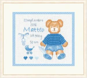 Le Bonheur des Dames Kreativset Le Bonheur des Dames Kreuzstich Set "Matteo Geburt", Zählmuster, 10,5x, (embroidery kit by Marussia)