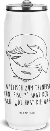 Mr. & Mrs. Panda Isolierflasche Walfisch Thunfisch - Weiß - Geschenk, Gute Laune, Wahl, Tiermotive, G, Praktischer Trinkhalm