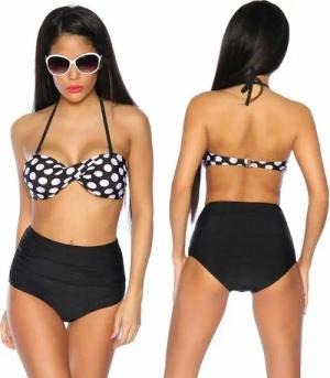 Samegame Bandeau-Bikini Vintage Bandeau-Bikini Neckholder Rockabilly Bademode Polka Dots