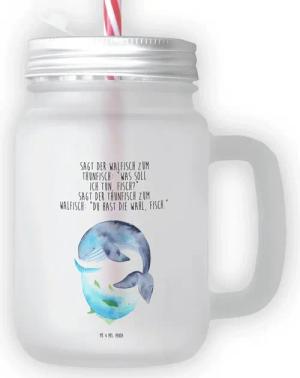 Mr. & Mrs. Panda Cocktailglas Walfisch Thunfisch - Transparent - Geschenk, Tiere, Tiermotive, Gute, Premium Glas, Stylisches skandinavisches Design