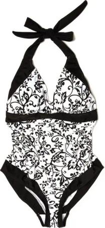 petit amour Umstandsbadeanzug ARI Bademode Schwangere Schwarz-Weiß bedruckt Neckholder Größe S / 36 für Schwimmen, für SUP, für Strand und Schwimmbad