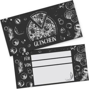 itenga Grußkarten itenga Geschenkgutschein Pizza Zeichnung (Motiv 3), Postkarte zum Ausf