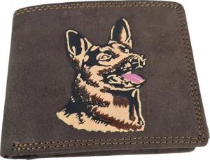 Einkaufszauber Schultertasche Echt Leder Geldbeutel Schäferhund, Schäferhund Prägung
