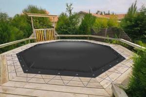 AirDeluxe Pool-Abdeckplane Aufblasbare achteckige Poolabdeckung Poolplane, aus LKW Plane 680 g/m² (1360g/m)