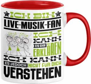 Trendation Tasse Live-Musik-Fan Geschenk Tasse Lustige Geschenkdiee für einen Live-Musi