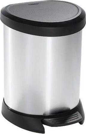 PROREGAL® Mülleimer Tretabfalleimer, 5 Liter Fassungsvermögen, Metall-Optik