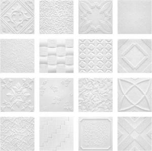 marbet design Wanddekoobjekt MANHATTAN (2 qm Deckenplatten aus Styropor - 50x50cm EPS Wand- und Deckenverkleidung weiße Platten Dekor formfest)