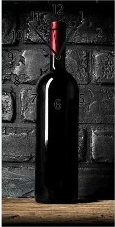 Wallario Wanduhr Rotwein-Flasche am Abend (Uhr aus Acryl)