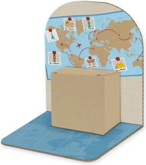 itenga Grußkarten itenga Geldgeschenkverpackung Basic Weltkarte I Aufsteller Würfel (Mot