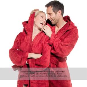 aqua-textil Bademantel Saunamantel Frottee Mantel Kapuze für Sie&Ihn Föhr L rot, Baumwolle
