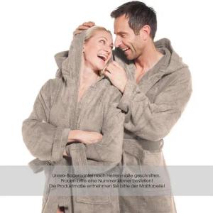 aqua-textil Bademantel Saunamantel Frottee Mantel Kapuze für Sie&Ihn Föhr XS taupe, Baumwolle