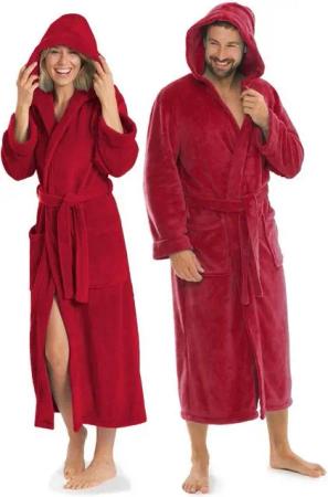 aqua-textil Bademantel Saunamantel Coral Fleece Kapuze für Sie&Ihn Malibu XL bordeaux, Polyester