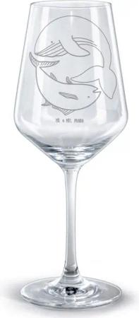 Mr. & Mrs. Panda Rotweinglas Walfisch Thunfisch - Transparent - Geschenk, Rotweinglas, Spülmaschin, Premium Glas, Persönliche Note