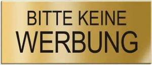 OFFORM DESIGN Hinweisschild Bitte keine Werbung Schild Briefkastenschild 60x25 mm Aluminium
