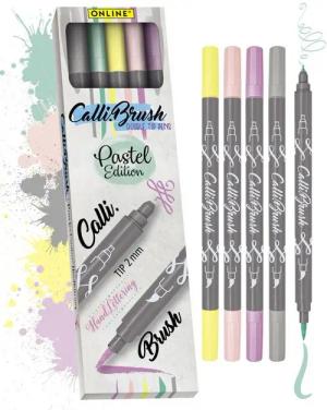 Online Pen Fineliner Calli.Brush, (flexible Pinsel- und feine Kalligrafie-Spitze), 5x Handlettering Stifte Set, bunte Brush Pens, verschiedene Spitzen