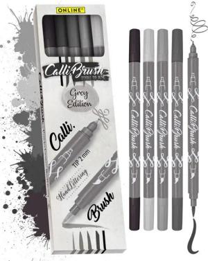 Online Pen Fineliner Calli.Brush, (flexible Pinsel- und feine Kalligrafie-Spitze), 5x Handlettering Stifte Set, bunte Brush Pens, verschiedene Spitzen