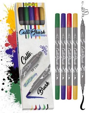 Online Pen Fineliner Calli.Brush, (flexible Pinsel- und feine Kalligrafie-Spitze), 5x Handlettering Stifte Set, bunte Brush Pens, verschiedene Spitzen