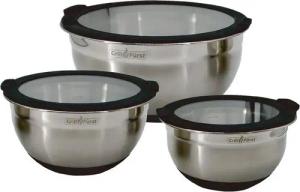 Grillfürst Servierschale Grillfürst BBQ Edelstahlschüssel Set mit Glasdeckel