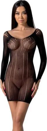 Passion Netzkleid Netzkleid in schwarz langarm Minikleid elastisch (1-tlg)