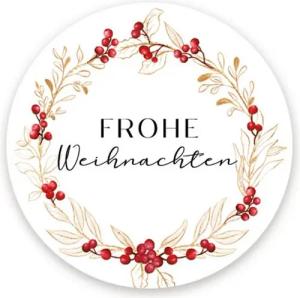 Logbuch-Verlag Aufkleber 200 Frohe Weihnachten auf Rolle 4 cm, (200tlg), Weihnachtsaufkleber weiß rot gold