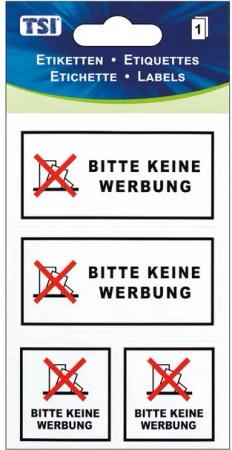 TSI Schreibwaren Aufkleber Etiketten BITTE KEINE WERBUNG
