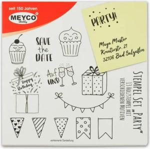 Meyercordt GmbH Stempel Stempel-Set "Party", 13 Holzstempel