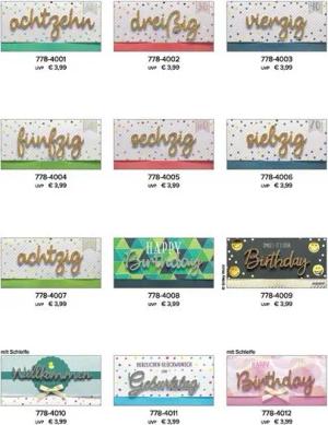 Perleberg Grußkarten A Lettering Surprise Collection Glückwunschkarte als GutscheinGeldhül