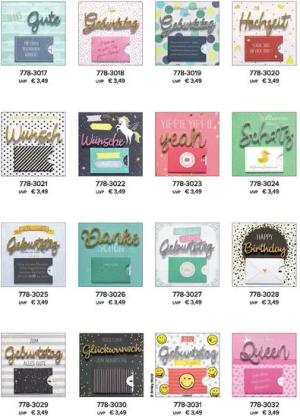 Perleberg Grußkarten 70 Geburtstag Lettering Surprise GeldkarteGutscheinkarte mit Applika