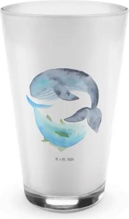 Mr. & Mrs. Panda Glas Walfisch Thunfisch - Transparent - Geschenk, Wortwitz lustig, Latte M, Premium Glas, Harmonische Ästhetik