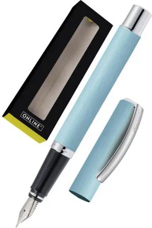 Online Pen Füller Vision Füllhalter, (aus gebürstetem Aluminium, hochwertiger Füllfederhalter mit Iridium-Feder), in Geschenkbox
