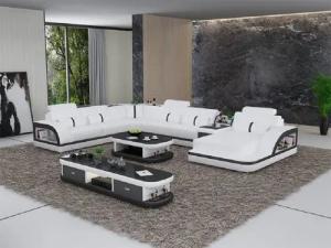 JVmoebel Ecksofa Ledersofa Garnitur Polster U Form Couch Sofa Eckgarnitur Sofas Schwarz, Made in Europa