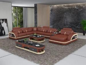 JVmoebel Ecksofa Ledersofa Garnitur Polster U Form Couch Sofa Eckgarnitur Sofas Schwarz, Made in Europa