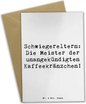 Mr. & Mrs. Panda Grußkarte Kaffeekränzchen Schwiegereltern - Weiß - Geschenk, Papa, Opa, Schwest, Matte Innenseite