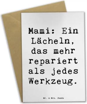 Mr. & Mrs. Panda Grußkarte Mami Lächeln Boost - Weiß - Geschenk, Mama, Papa, Opa, Oma, Geburtsta, Hochglänzende Veredelung