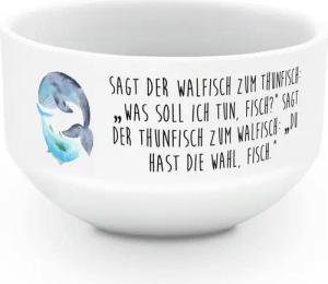 Mr. & Mrs. Panda Müslischale Walfisch Thunfisch - Weiß - Geschenk, Spruch lustig, Spruch des Tages, Keramik, (1-tlg), Hochwertige Materialien