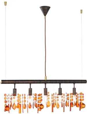 etc-shop LED-Hängeleuchte, Leuchtmittel nicht inklusive, Hängeleuchte Esstischleuchte Kristall Pendelleuchte Wohnzimmerl, braun