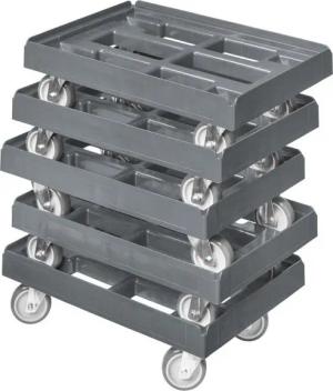 Logiplast Transportroller 5 Stück für Kisten 600x400 mm mit 4 Lenkrollen Grau, (Sparset, 5 Stück), bis 300 kg belastbar, mit Stapelrand, robust