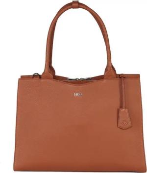SOCHA Laptoptasche Diamond 15 Cognac, Leder Businesstasche/Laptoptasche/Aktentasche Damen - 15 Zoll - Vollausstattung - Schultergurt - herausnehmbares laptopfach