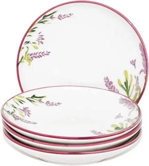 Lashuma Suppenteller Lavendel, (4 St), Dekoteller tief Ø 19 cm, Platzteller im Keramik Set