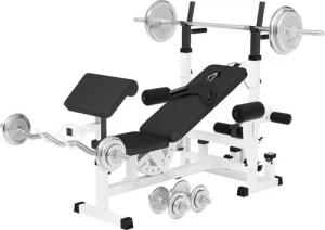 GORILLA SPORTS Hantelbank Kraftstation, mit 108 kg Hantelset, Ablage, Chrom Hantelscheiben, (1-tlg)