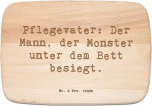 Mr. & Mrs. Panda Frühstücksbrett Pflegevater Monsterheld - Transparent - Geschenk, Frühstücksbrett, Ho, Birkenholz, (1-St), Langlebige Lasergravur