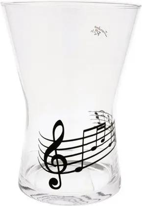 Musikboutique Dekovase musikalische Glas-Vase mit schwarzem Violinschlüssel und Notenlinie, Glas-Vase mit schwarzem Violinschlüssel und Notenlinie