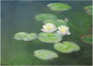 Postkarte Kunstkarte Claude Monet "Seerosen am Abend