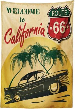 Abakuhaus Wandteppich aus Weiches Mikrofaser Stoff Für das Wohn und Schlafzimmer, rechteckig, Retro California Werbung