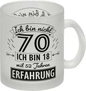 speecheese Tasse Witziger Glas Tasse für den 70. Geburtstag mit Motiv: Erfahrung