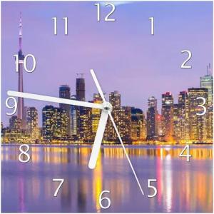 Wallario Wanduhr Toronto Skyline - Kanada am Abend (Glasuhr)
