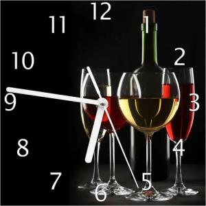 Wallario Wanduhr Weinverkostung am Abend (Glasuhr)