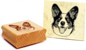 Dekolando Stempel Motivstempel Welsh Corgi Cardigan Stempel Hund Holzstempel 41 x 48 mm