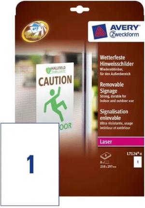 Avery Zweckform Etiketten 8x A4 Hinweisschilder Hinweis Etiketten, Warnschild Plakat Wetterfest Aukleber Beschriftung A4 Laser Drucker